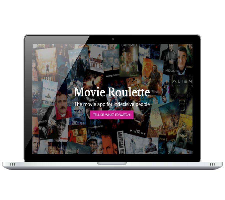 Laptop with Movie Roulette webpage on the screen